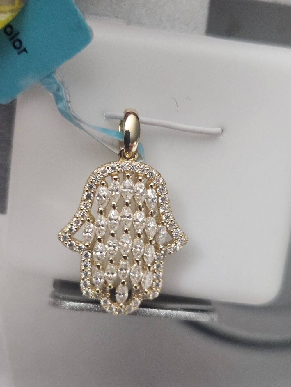 925 Moissanite Hamsa Hand Pendant 1.42 CTW VVS D Color Sterling Silver NWT - Picture 5 of 5